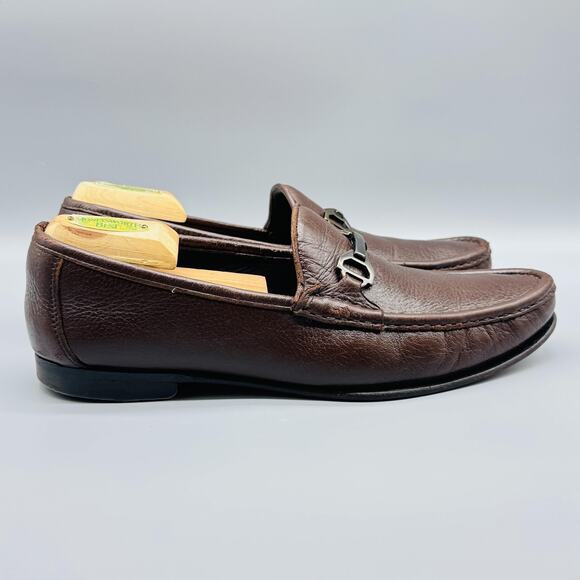 Allen Edmonds Shoes Mens 10.5 Brown Leather Grayson Loafers Bit Slip On Dress - Picture 1 of 13